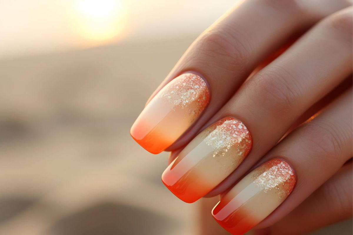 Paznokcie na jesień 2023 orange manicure KobietaMag pl