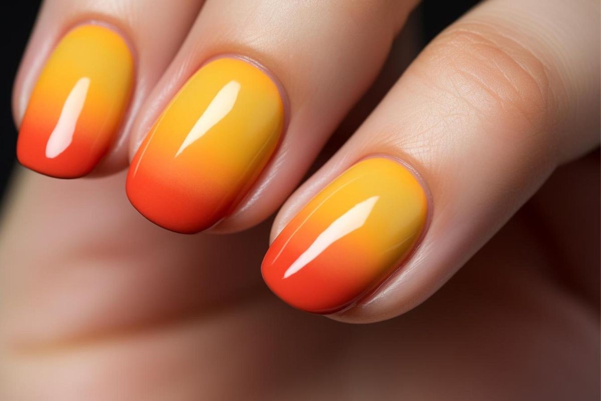 Paznokcie na jesień 2023 orange manicure KobietaMag pl