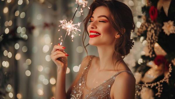 Elegantka - srebrna sukienka noszona przez piękną kobietę