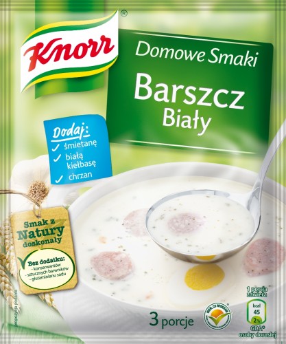 Barszcz_bialy_front Żurek, Żurek z chrzanem i czosnkiem, Żurek z grzybami – wielkanocne żurki w kilku wersjach: tradycyjnej lub wzbogacone smakiem świątecznych dodatków, takich jak chrzan, czosnek, grzyby. Znakomicie zastąpią żur przygotowywany na domowym zakwasie.