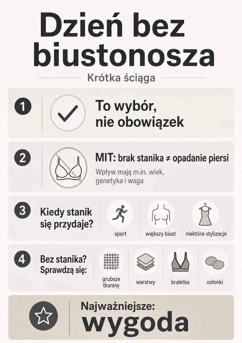 Dzień bez biustonosza – fakty, mity i sposoby na wygodne stylizacje bez stanika