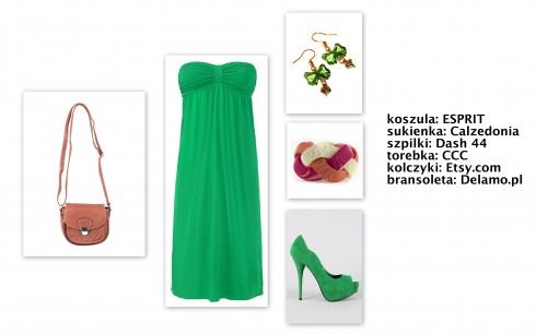 Go green4 stylizacje lato 2012, zielony, zielona sukienka, zielone dodatki