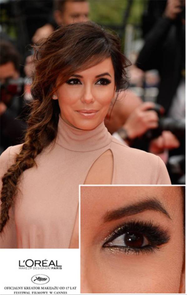Mocno umalowane oczy EVY Longorii i naturalny look Cheryl Cole w Cannes