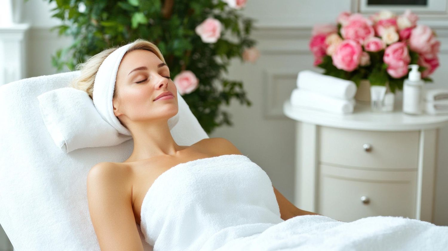 Kobieta cieszy się relaksującym zabiegiem