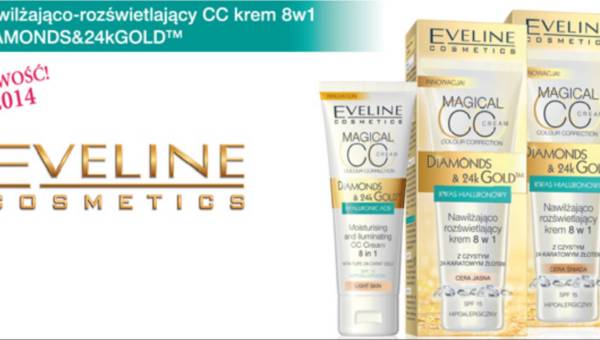 Idealny na lato – Nawilżająco-rozświetlający CC krem 8w1 DIAMONDS&24kGOLD od Eveline Cosmetics
