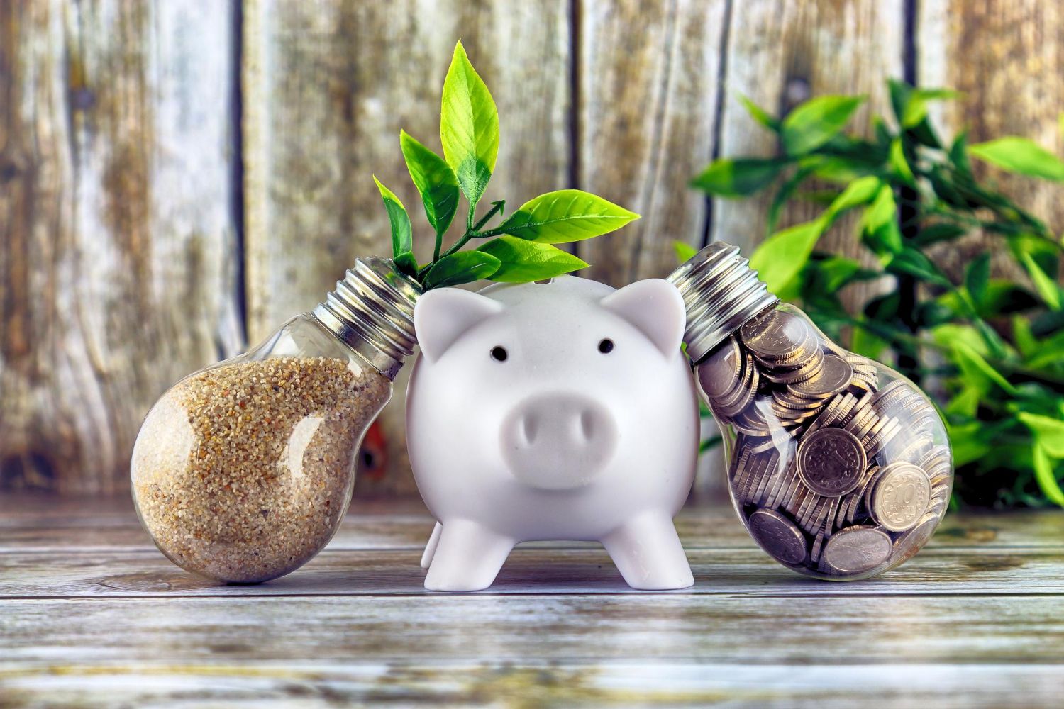 Zbliżenie świnki skarbonki na stole