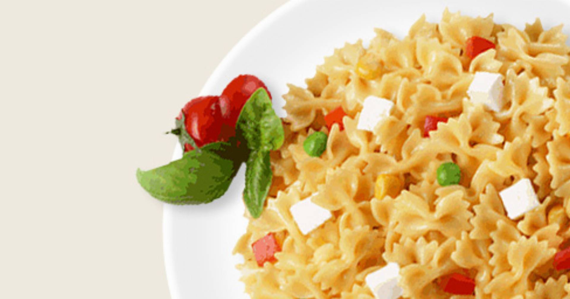 Farfalle z serem mozzarella, pomidorem