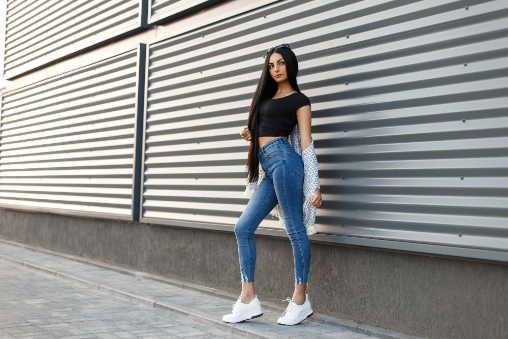 Spodnie z wysokim stanem