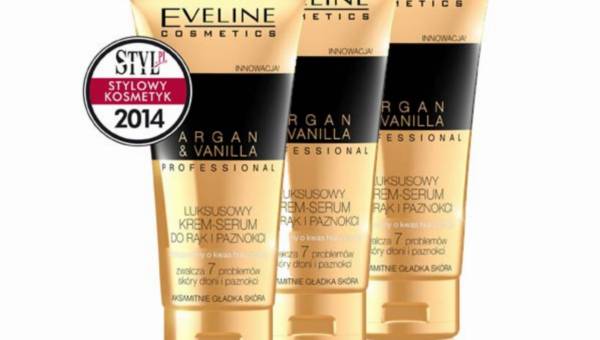 Luksusowy krem serum do rąk i paznokci Argan&Vanilla Eveline Cosmetics z tytułem „Stylowy Kosmetyk 2014”