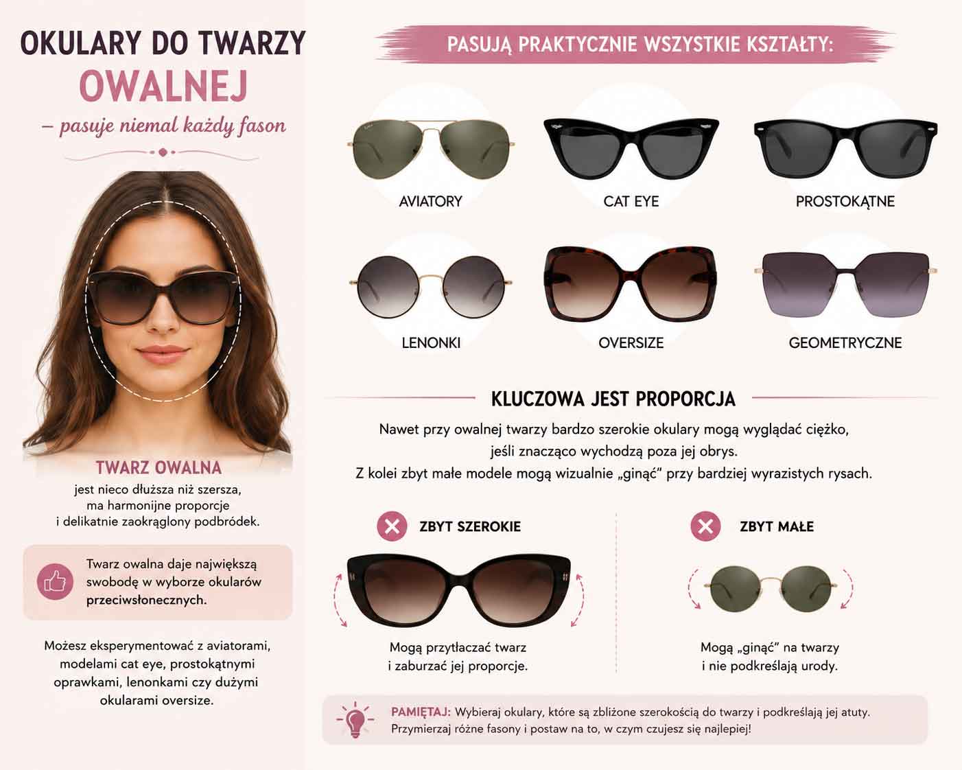 okulary przeciwsłoneczne do twarzy owalnej – fasony pasujące do owalnej twarzy