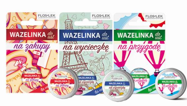 Wazelinki FLOSLEK na spierzchnięte usta zimą