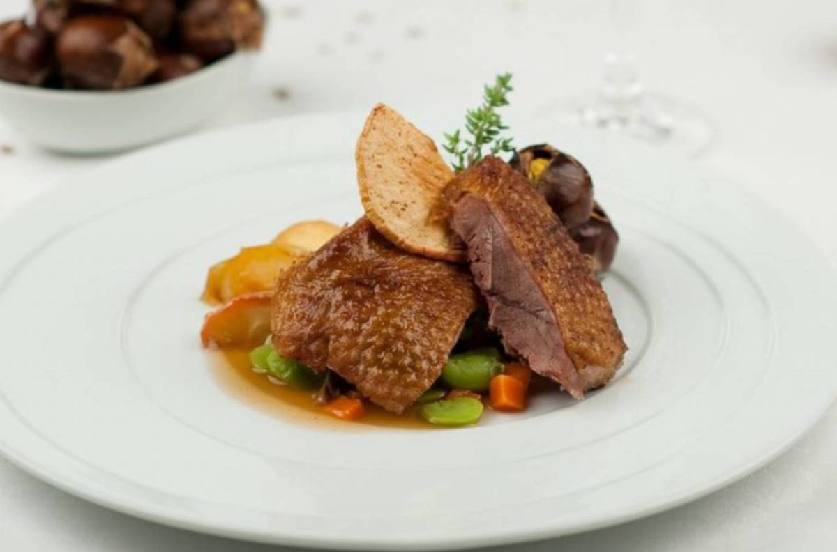 Pieczona gęś z kasztanami