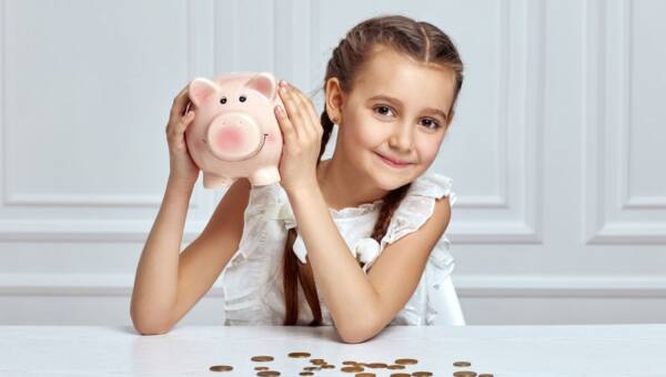 dziewczynka ze skarbonką