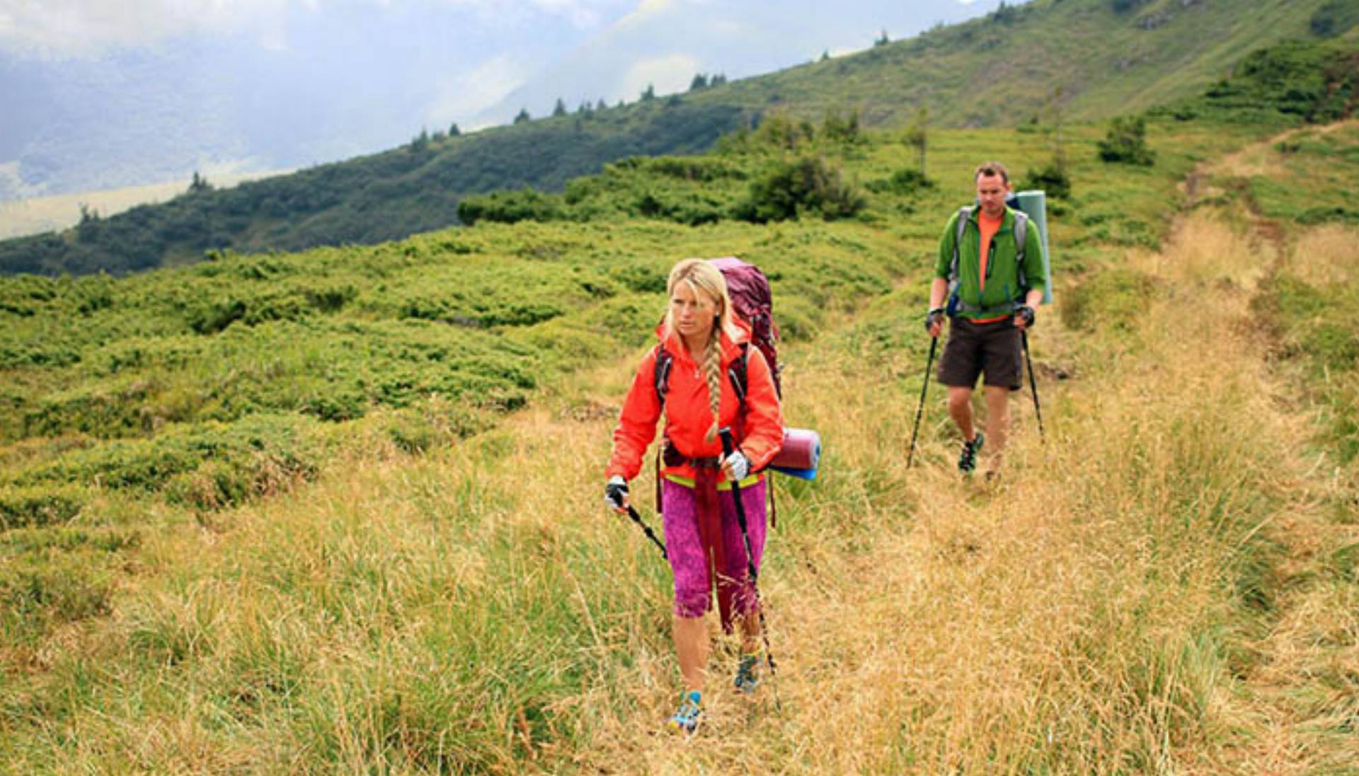 Summer hiking in the mountains.