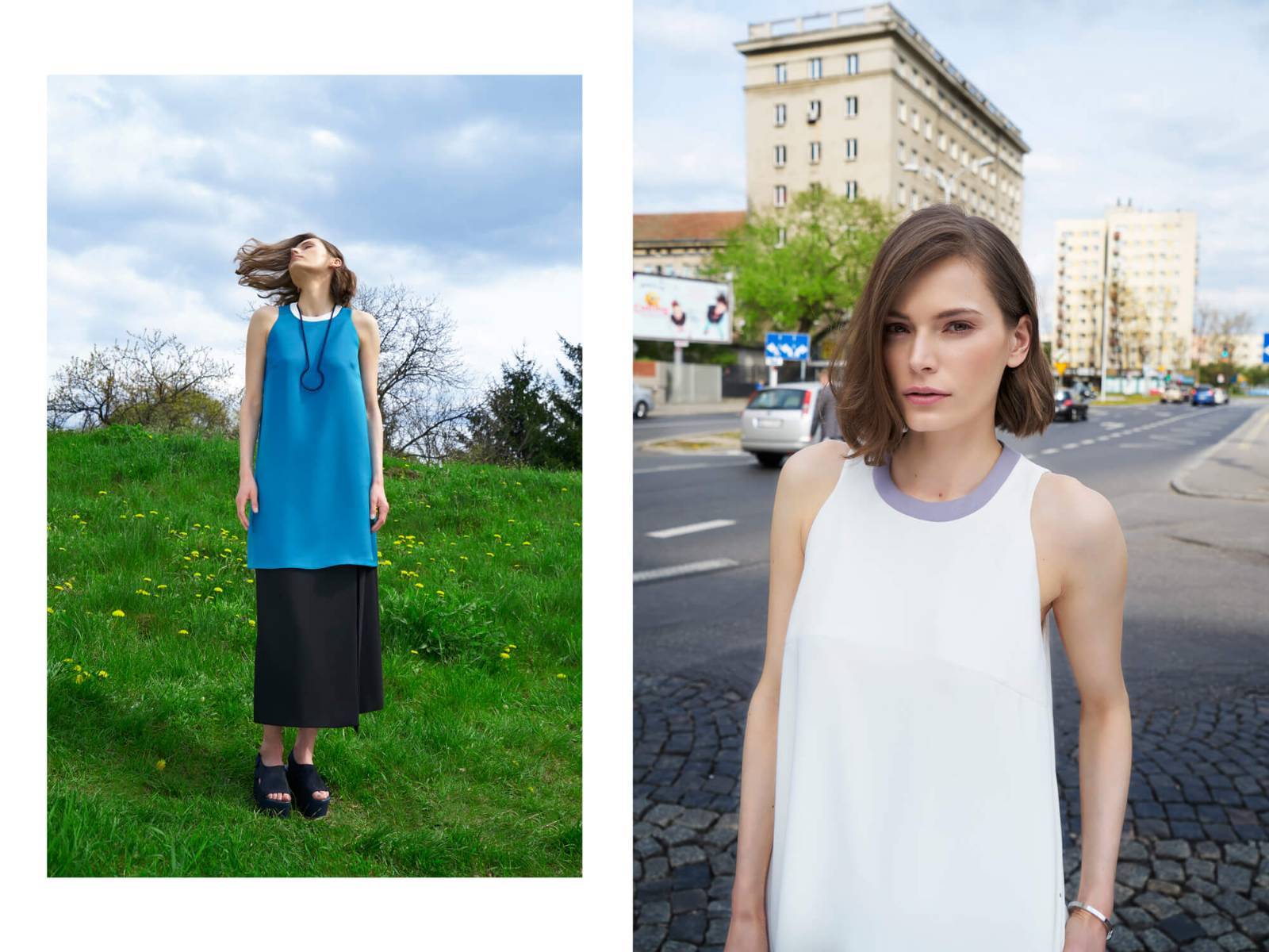Mondrianista_KOSMAL_kampania8_Cruise16_sukienka_niebieska_620zl_sukienka_ecru_620zl_LR