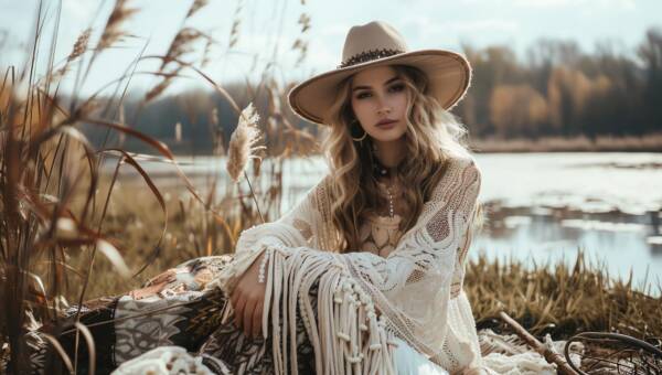kobieta ubrana w stylu boho