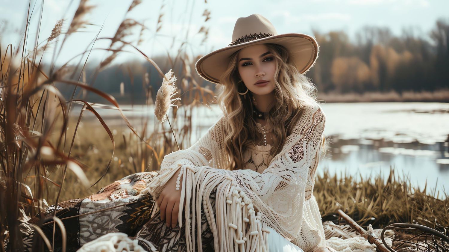 kobieta ubrana w stylu boho