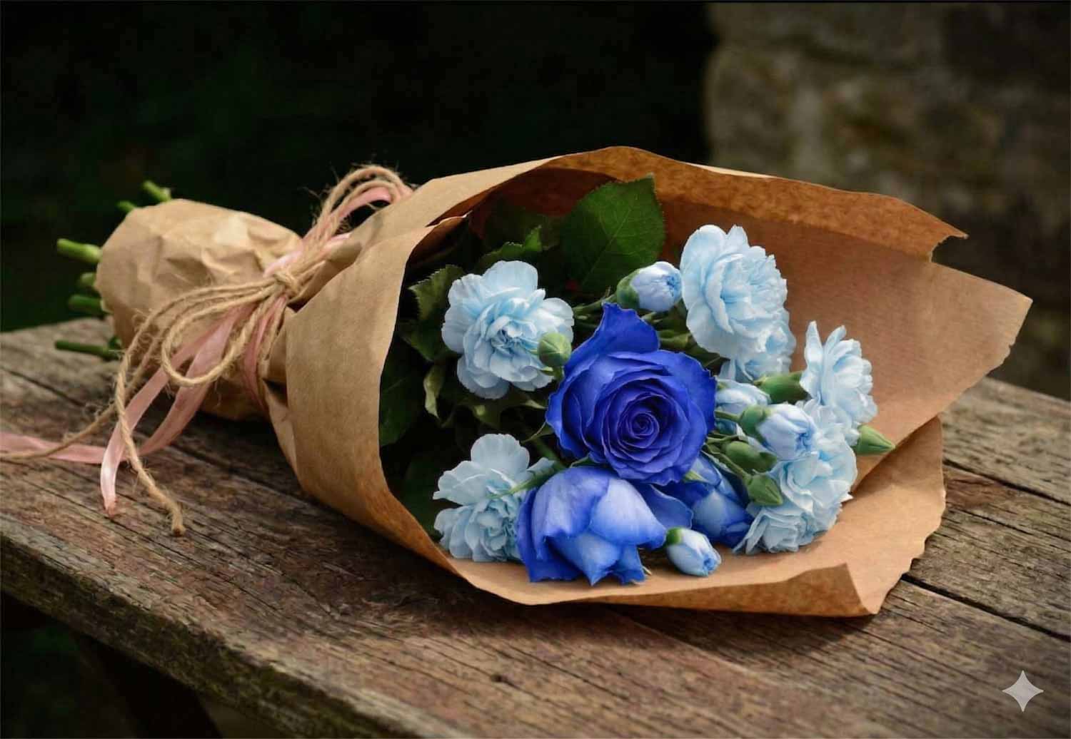 Jak przedłużyć świeżość kwiatów ciętych - wyjęcie bukietu z papieru przed spryskaniem lakierem do włosów