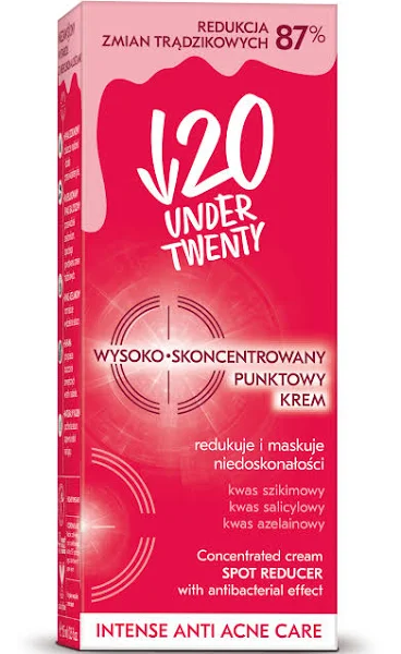 Under Twenty, Aktywny krem redukujący niedoskonałości i zaczerwienienia trądzikowe Under Twenty, Aktywny krem redukujący niedoskonałości i zaczerwienienia trądzikowe