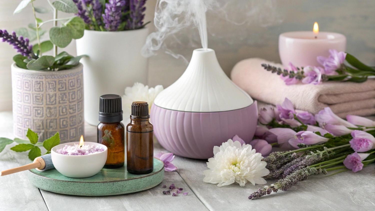 aromaterapia w kolorze fioletu