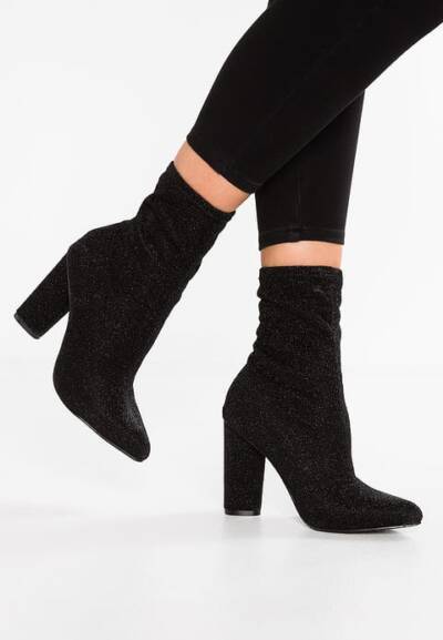 Eleganckie czarne botki z połyskującymi drobinkami - Glamorous