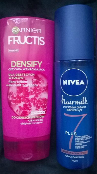Garnier Fructis Densify i Nivea Hairmilk - zestawienie produktów