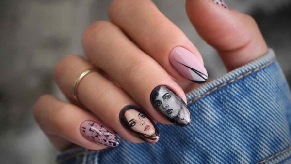 manicure z portretem