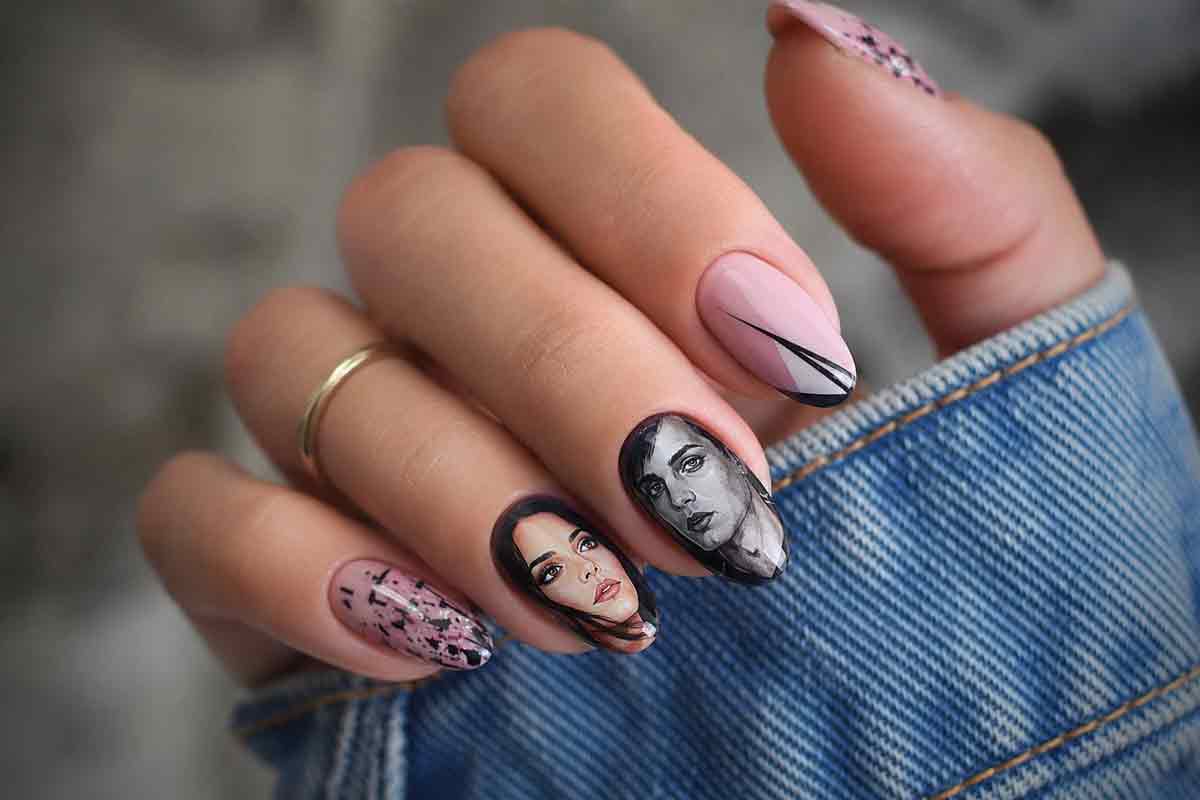 manicure z portretem