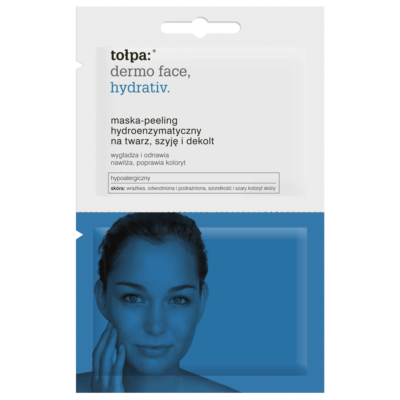 peeling hydroenzymatyczny w masce na twarz, szyję i dekolt, tołpa