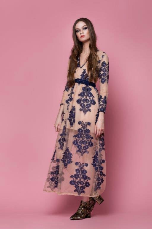 Yoshe sukienka we wzorek granatowa