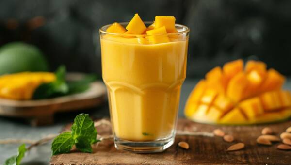 Letni odświeżający smoothie z mango w szklance