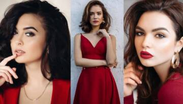 Makijaż do czerwonej sukienki – elegancki look z podkreślonymi oczami i ustami, inspiracja na wieczór