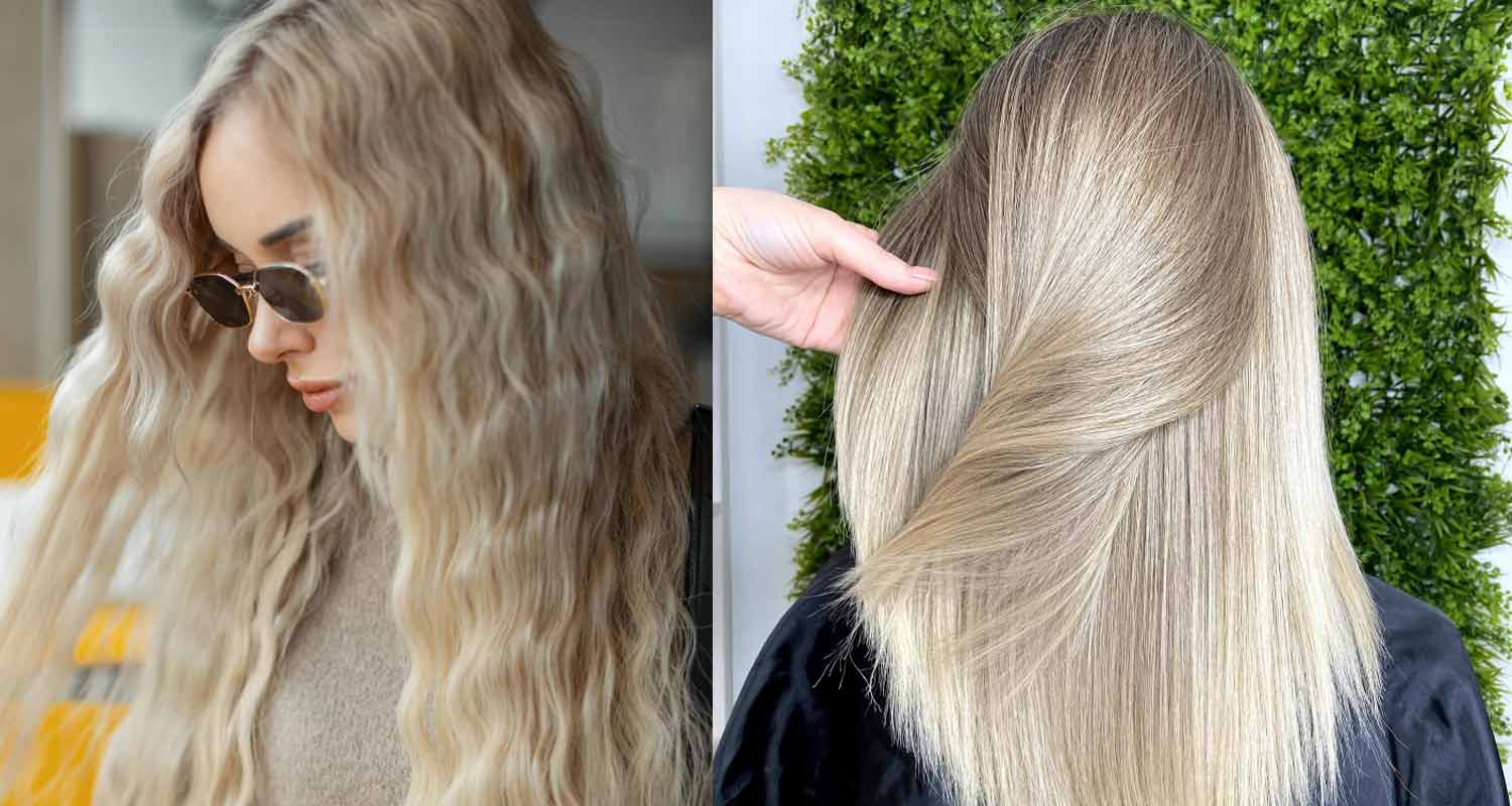 Kokosowa koloryzacja włosów z ciemniejszą nasadą i jasnymi blond końcówkami w stylu toasted coconut hair