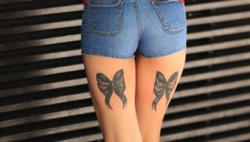 tatuaż na udzie z tyłu