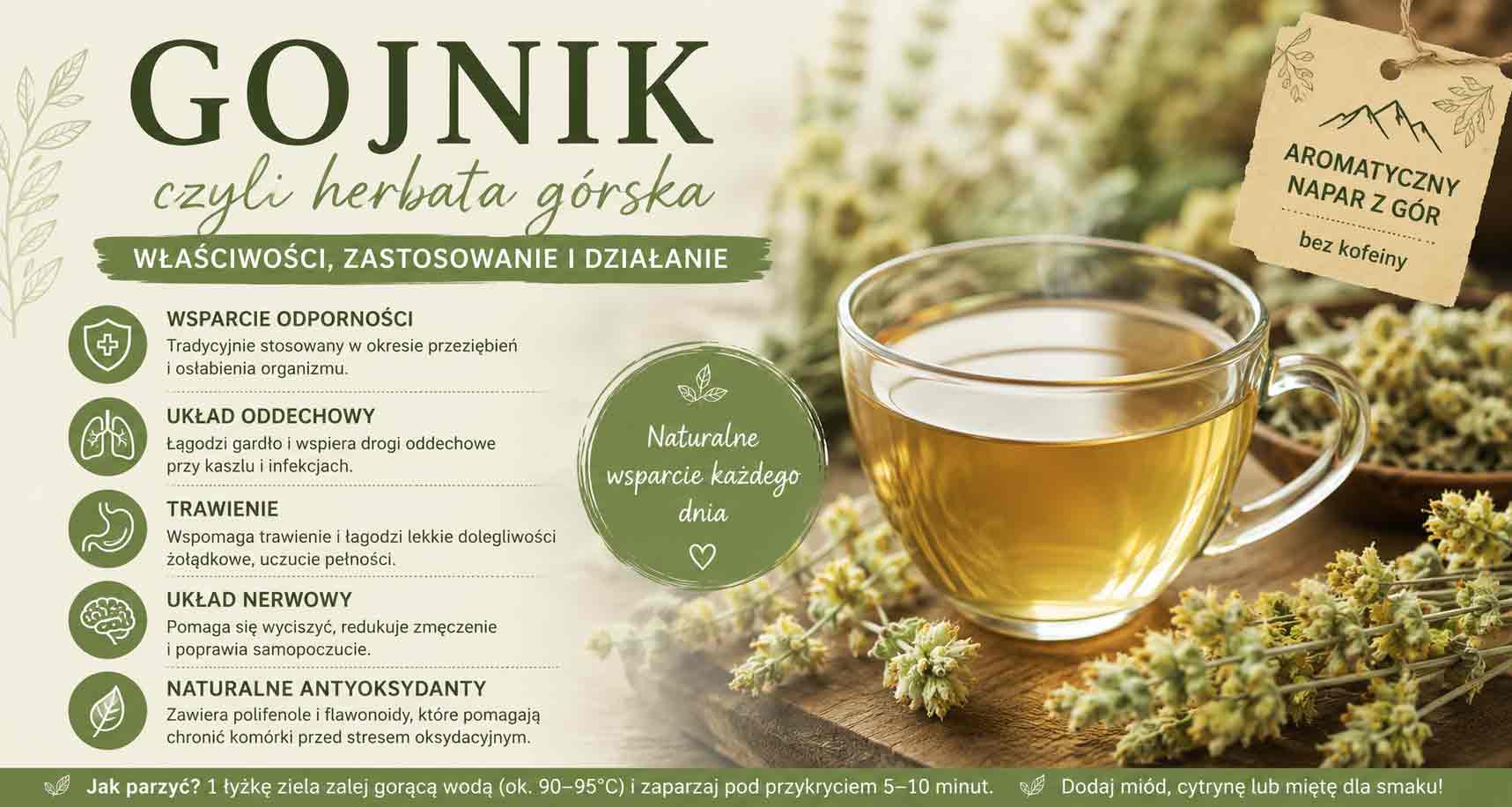 gojnik właściwości -infografika