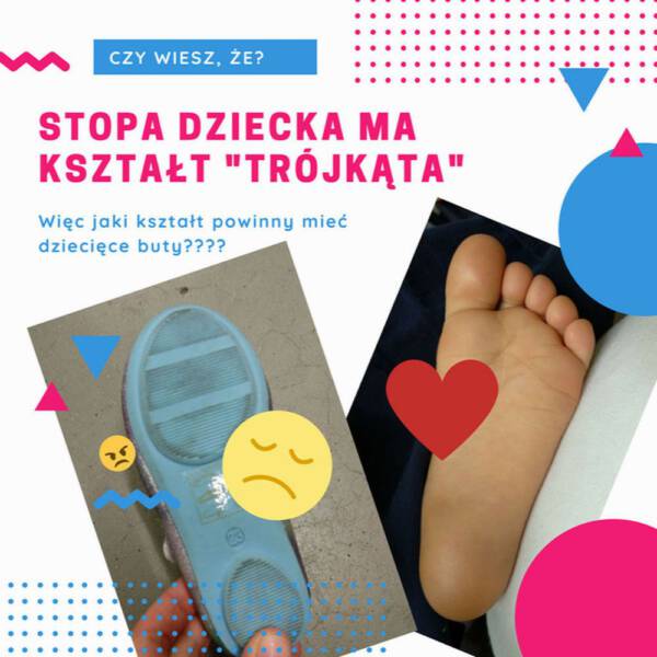 Porównanie kształtu stopy niemowlęcia do kształtu popularnych butów dla dzieci