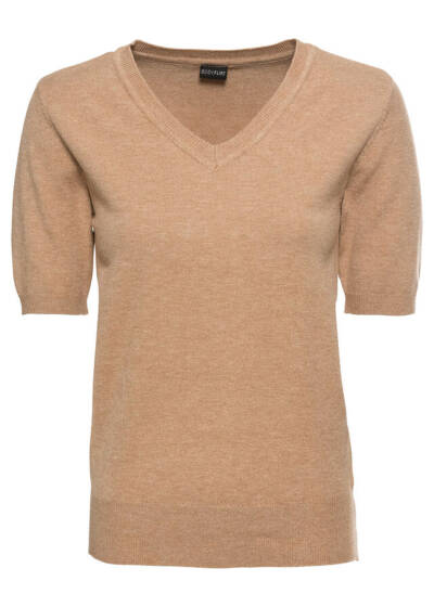 beżowy sweterek z krótkim rękawem