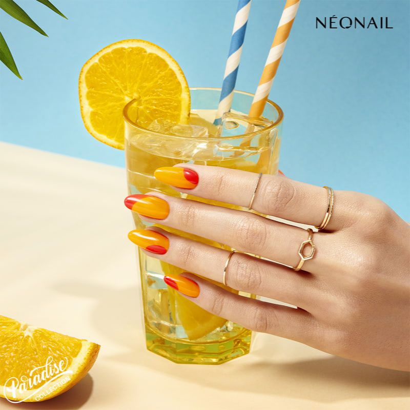 żółto czerwone paznokcie