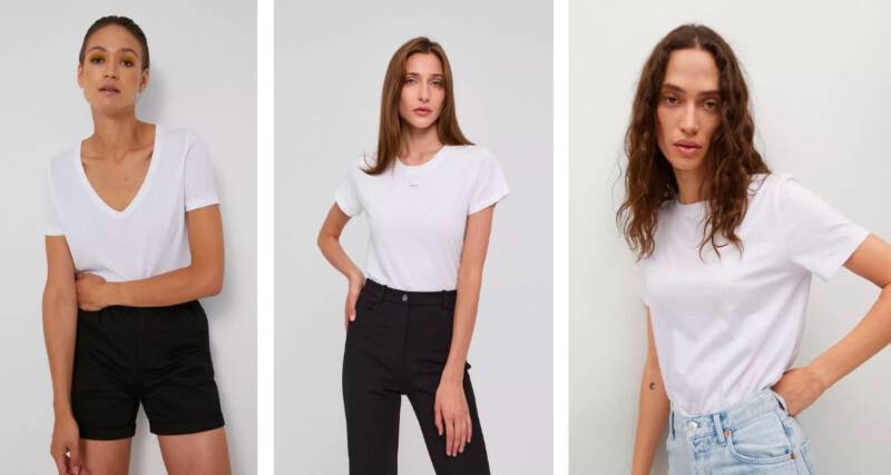 Garderoba kapsułowa na jesień biały t-shirt