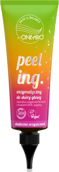 OnlyBio Hair Balance – enzymatyczny peeling do skóry głowy z kwasami AHA i papainą, wegańska formuła dla wrażliwego skalpu.