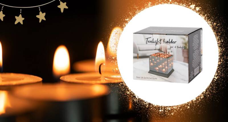 Szklany świecznik na podgrzewacze z Action