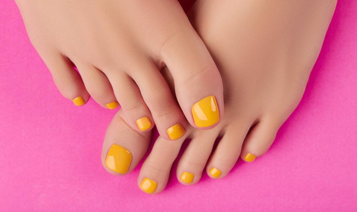 Paznokcie u stóp hybryda  Neonowe kolory