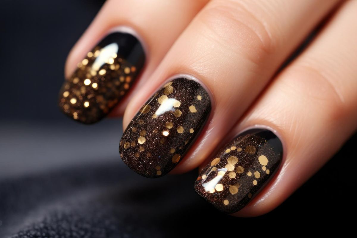 brokatowe jesienne paznokcie na październik