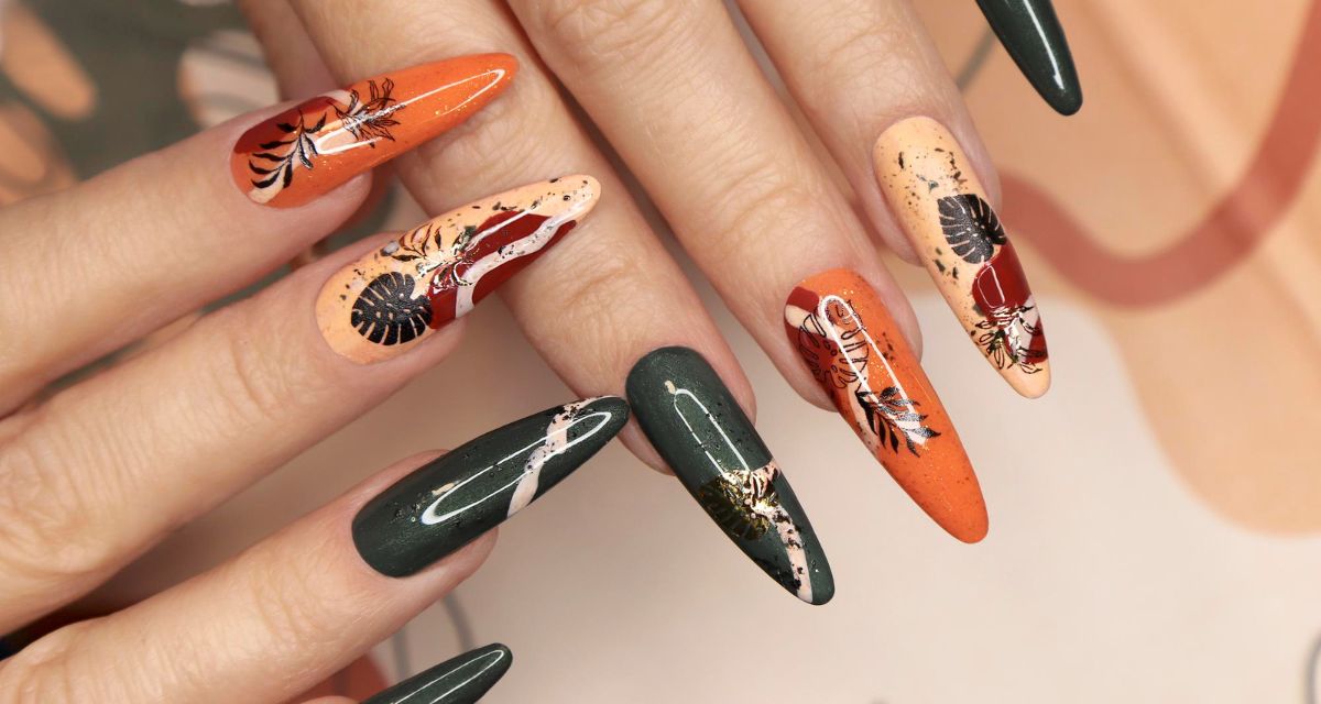 manicure w jesiennych kolorach