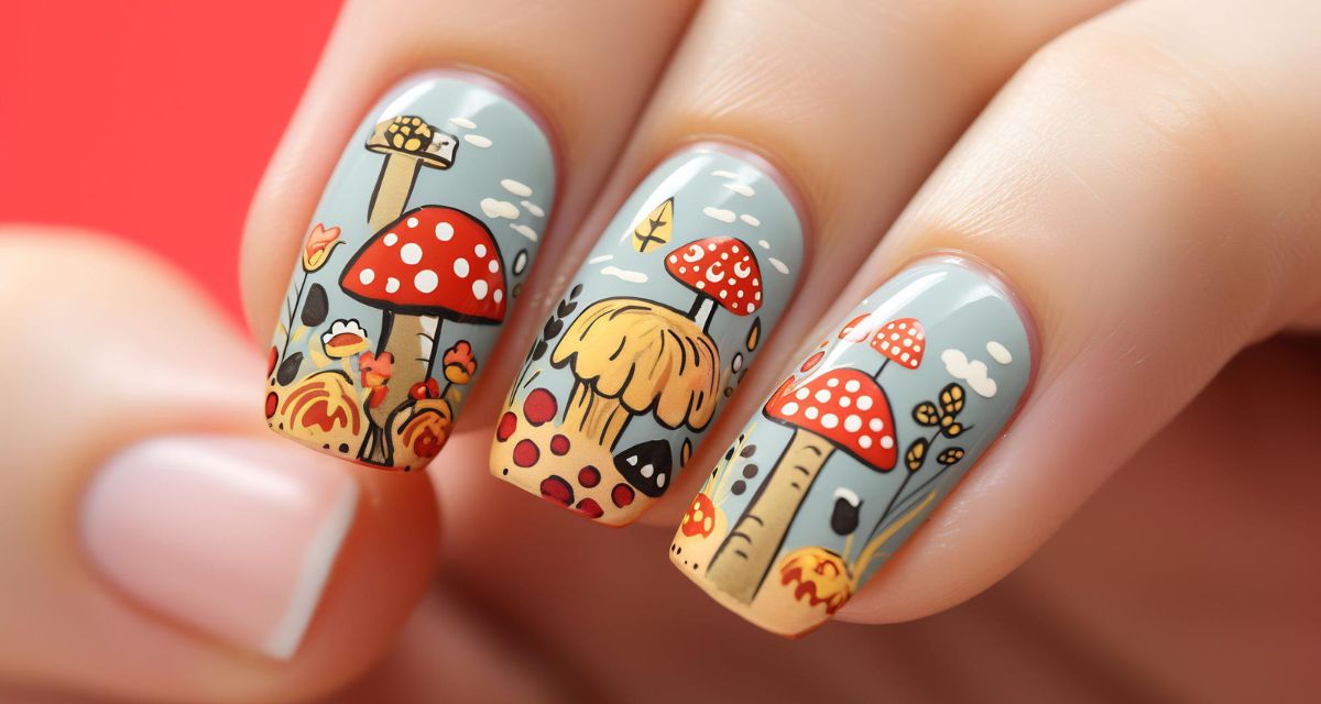 manicure z muchomorami