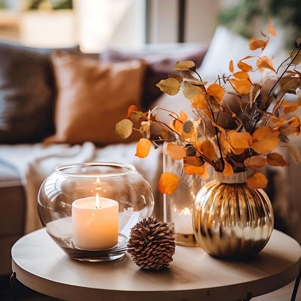 jesienne liście w bukiecie na stole Freepik jesienne liście w bukiecie na stole