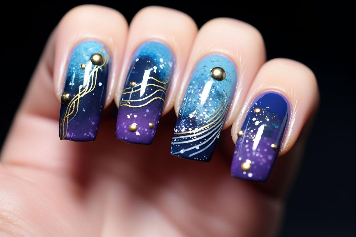 manicure rozgwieżdżone niebo