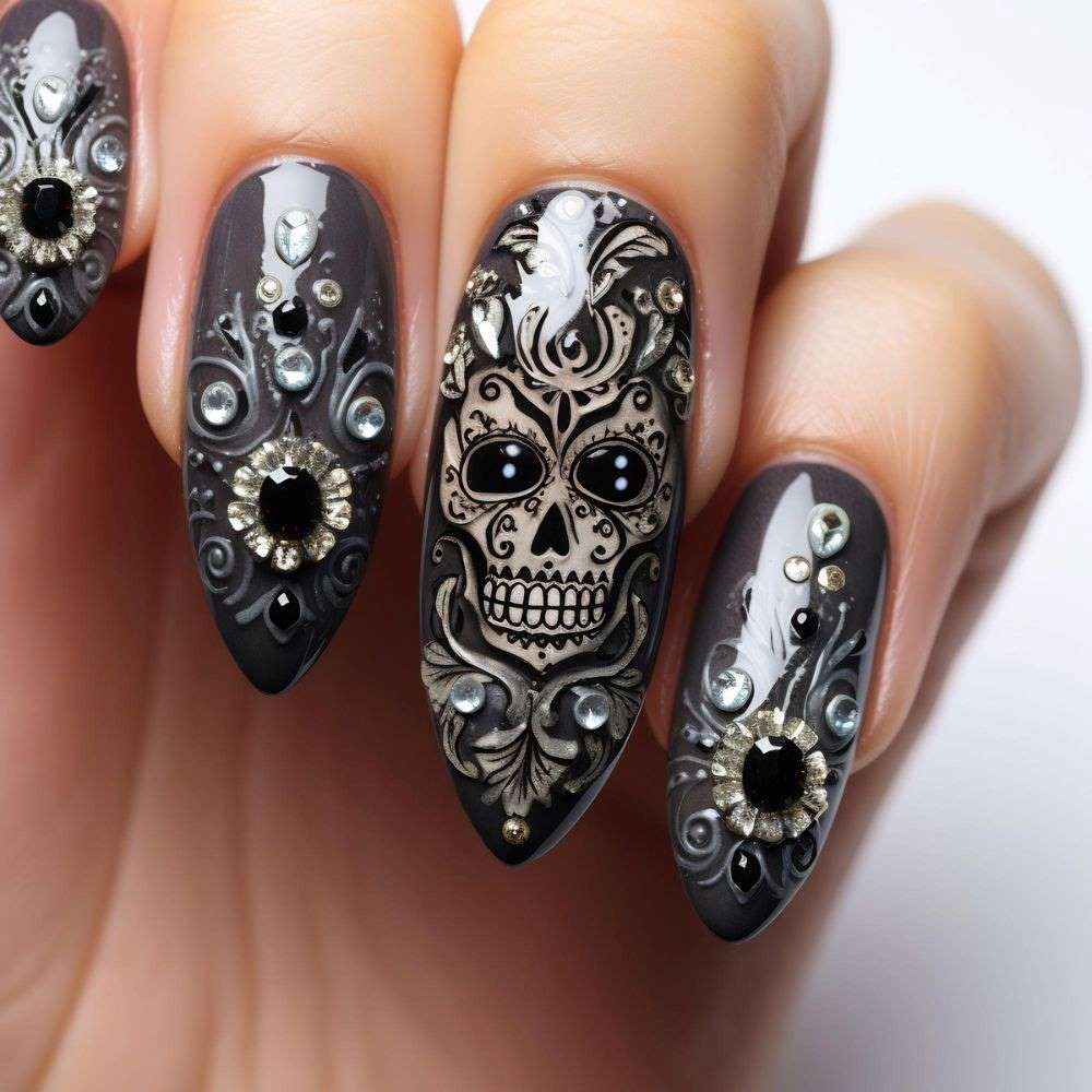 paznokcie z czaszkami