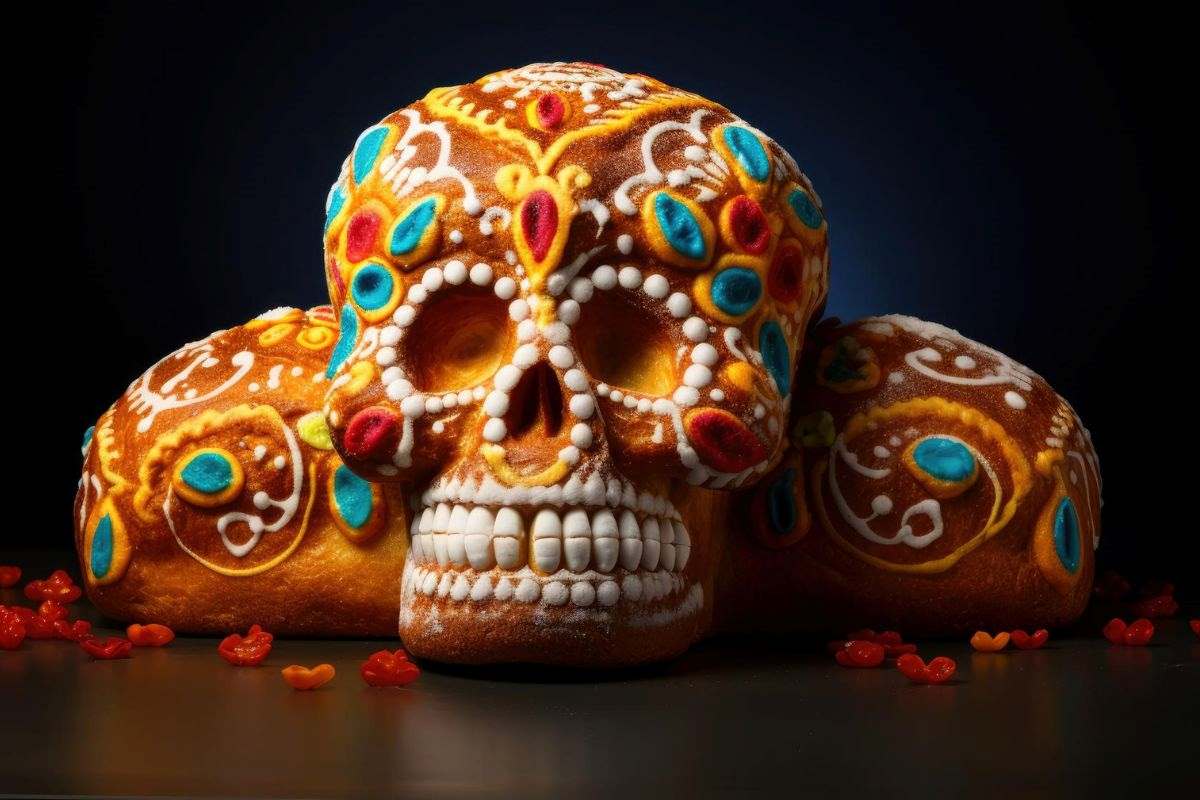 udekorowany pan de muerto