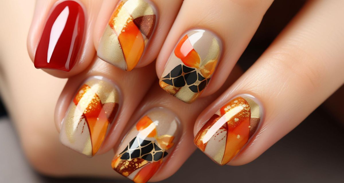 witrażowe paznokcie w kolorach jesieni Freepik witrażowe paznokcie w kolorach jesieni